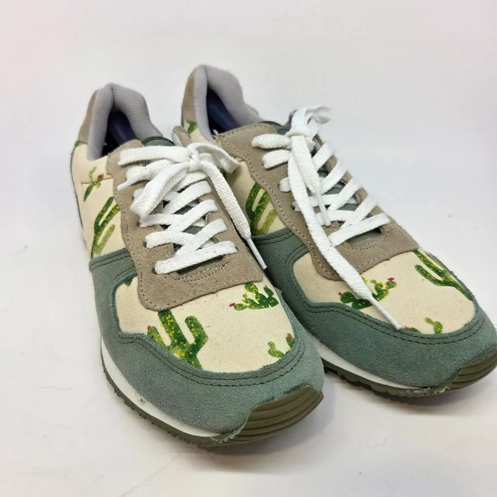 Inkkas Prickly Jogger Multicolor Green Cactus Athletic Shoes Mens 10 -Womens 12
